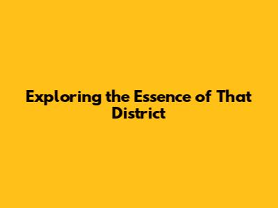 Exploring the Essence of 'That District'