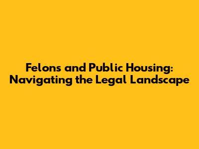Felons and Public Housing: Navigating the Legal Landscape