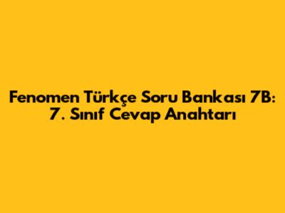 Fenomen Türkçe Soru Bankası 7B: 7. Sınıf Cevap Anahtarı
