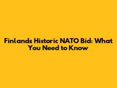 Finland's Historic NATO Bid: What You Need to Know