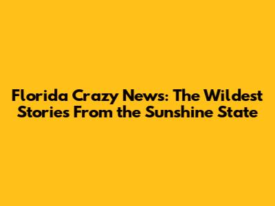 Florida Crazy News: The Wildest Stories From the Sunshine State