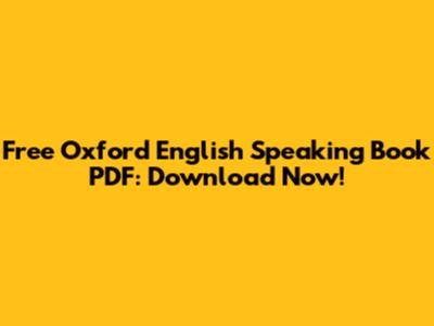 Free Oxford English Speaking Book PDF: Download Now!