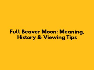 Full Beaver Moon: Meaning, History & Viewing Tips