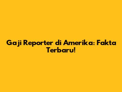Gaji Reporter di Amerika: Fakta Terbaru!
