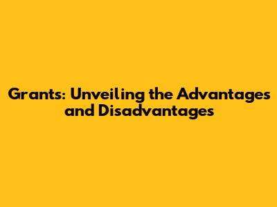 Grants: Unveiling the Advantages and Disadvantages