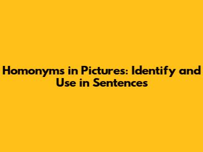 Homonyms in Pictures: Identify and Use in Sentences