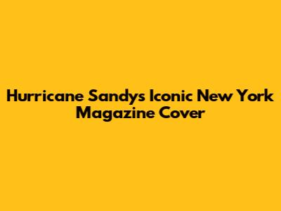 Hurricane Sandy's Iconic New York Magazine Cover
