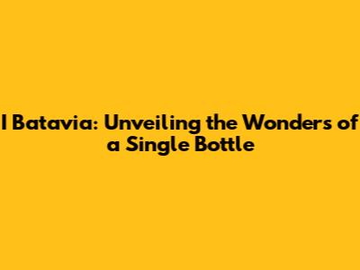 I Batavia: Unveiling the Wonders of a Single Bottle