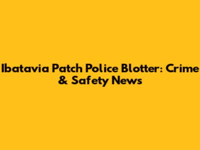 Ibatavia Patch Police Blotter: Crime & Safety News