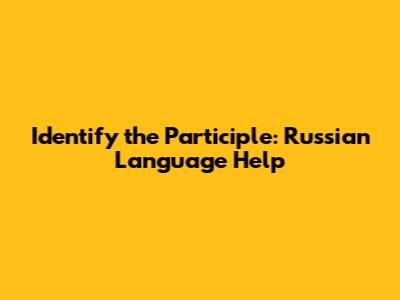 Identify the Participle: Russian Language Help