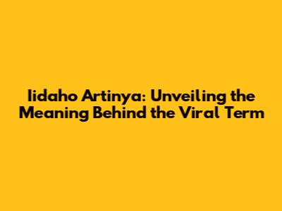 Iidaho Artinya: Unveiling the Meaning Behind the Viral Term
