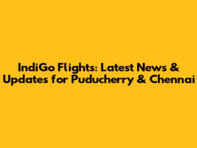 IndiGo Flights: Latest News & Updates for Puducherry & Chennai