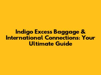 Indigo Excess Baggage & International Connections: Your Ultimate Guide