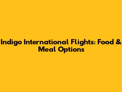 Indigo International Flights: Food & Meal Options