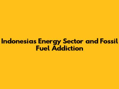 Indonesia's Energy Sector and Fossil Fuel Addiction