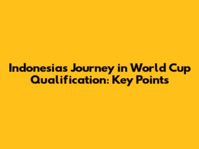 Indonesia's Journey in World Cup Qualification: Key Points