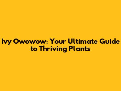 Ivy Owowow: Your Ultimate Guide to Thriving Plants