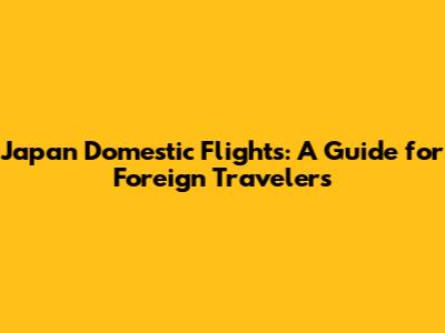 Japan Domestic Flights: A Guide for Foreign Travelers