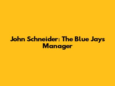 John Schneider: The Blue Jays' Manager