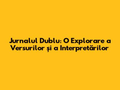 Jurnalul Dublu: O Explorare a Versurilor și a Interpretărilor