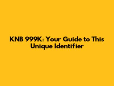 KNB 999K: Your Guide to This Unique Identifier