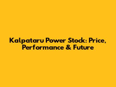 Kalpataru Power Stock: Price, Performance & Future