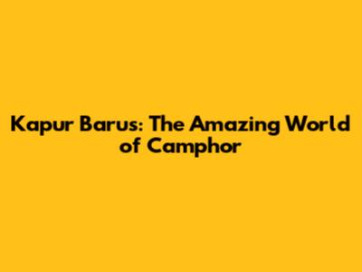 Kapur Barus: The Amazing World of Camphor