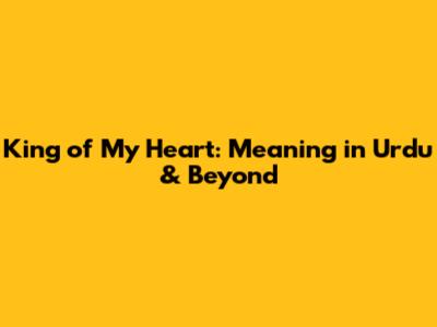 King of My Heart: Meaning in Urdu & Beyond