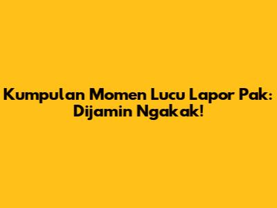 Kumpulan Momen Lucu Lapor Pak: Dijamin Ngakak!
