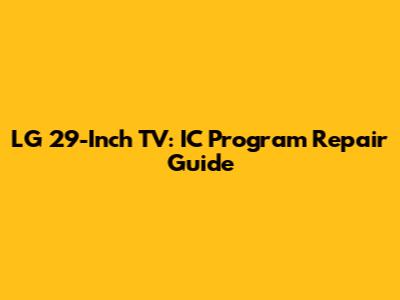 LG 29-Inch TV: IC Program Repair Guide