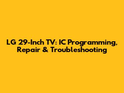 LG 29-Inch TV: IC Programming, Repair & Troubleshooting