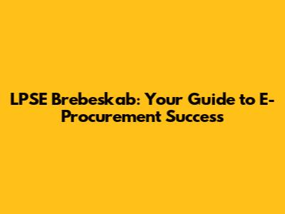 LPSE Brebeskab: Your Guide to E-Procurement Success