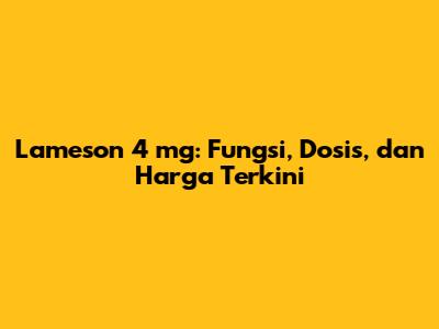 Lameson 4 mg: Fungsi, Dosis, dan Harga Terkini