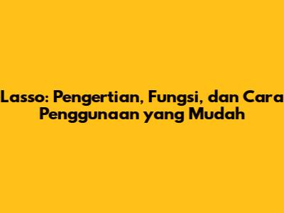 Lasso: Pengertian, Fungsi, dan Cara Penggunaan yang Mudah