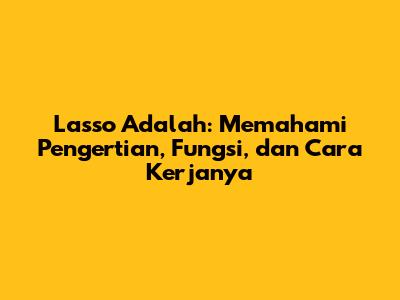 Lasso Adalah: Memahami Pengertian, Fungsi, dan Cara Kerjanya