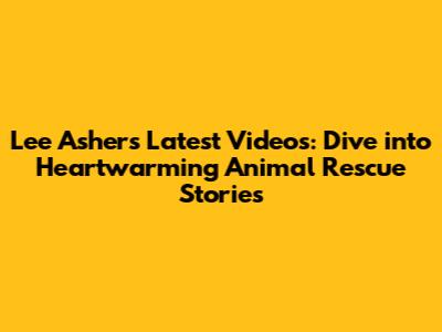 Lee Asher's Latest Videos: Dive into Heartwarming Animal Rescue Stories