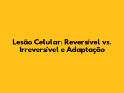 Lesão Celular: Reversível vs. Irreversível e Adaptação