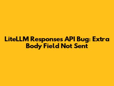 LiteLLM Responses API Bug: Extra Body Field Not Sent