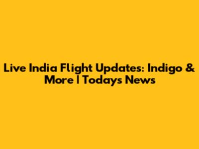 Live India Flight Updates: Indigo & More | Today's News