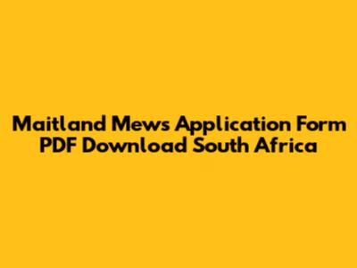 Maitland Mews Application Form PDF Download South Africa