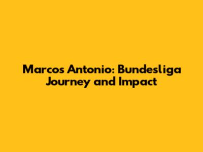Marcos Antonio: Bundesliga Journey and Impact