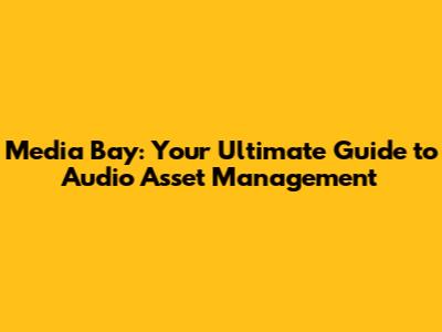 Media Bay: Your Ultimate Guide to Audio Asset Management