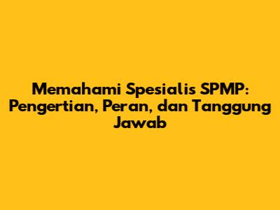 Memahami Spesialis SPMP: Pengertian, Peran, dan Tanggung Jawab