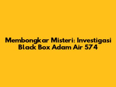 Membongkar Misteri: Investigasi Black Box Adam Air 574