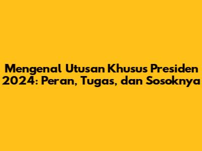 Mengenal Utusan Khusus Presiden 2024: Peran, Tugas, dan Sosoknya