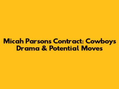 Micah Parsons' Contract: Cowboys Drama & Potential Moves