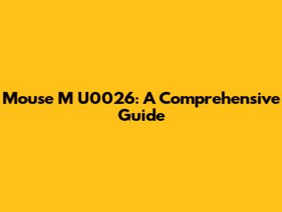 Mouse M U0026: A Comprehensive Guide