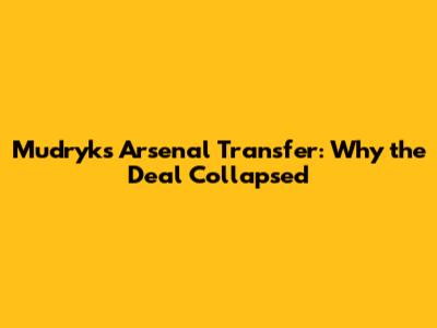 Mudryk's Arsenal Transfer: Why the Deal Collapsed