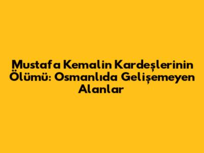 Mustafa Kemal'in Kardeşlerinin Ölümü: Osmanlı'da Gelişemeyen Alanlar