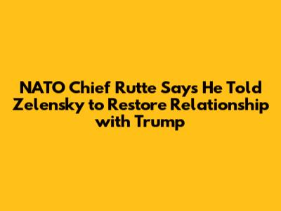 NATO Chief Rutte Says He Told Zelensky to Restore Relationship with Trump